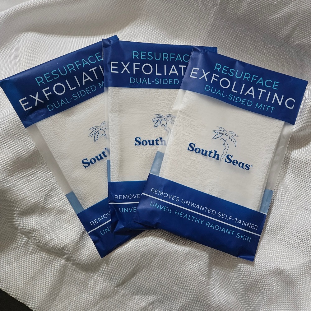 South Seas Resurface Exfoliating Dual-Sided Mitt 3 Pack Self Tanner Remover